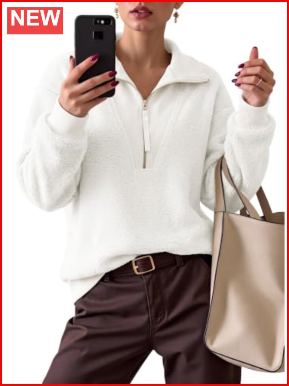 Dokotoo Womens Half Zip Fuzzy Fleece Oversized Sweatshirt Pullover